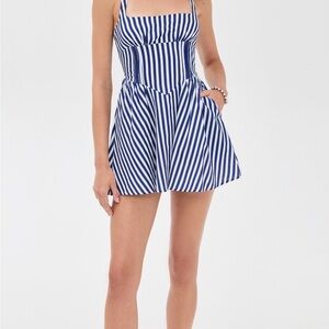 Blue and White Striped Summer Dress